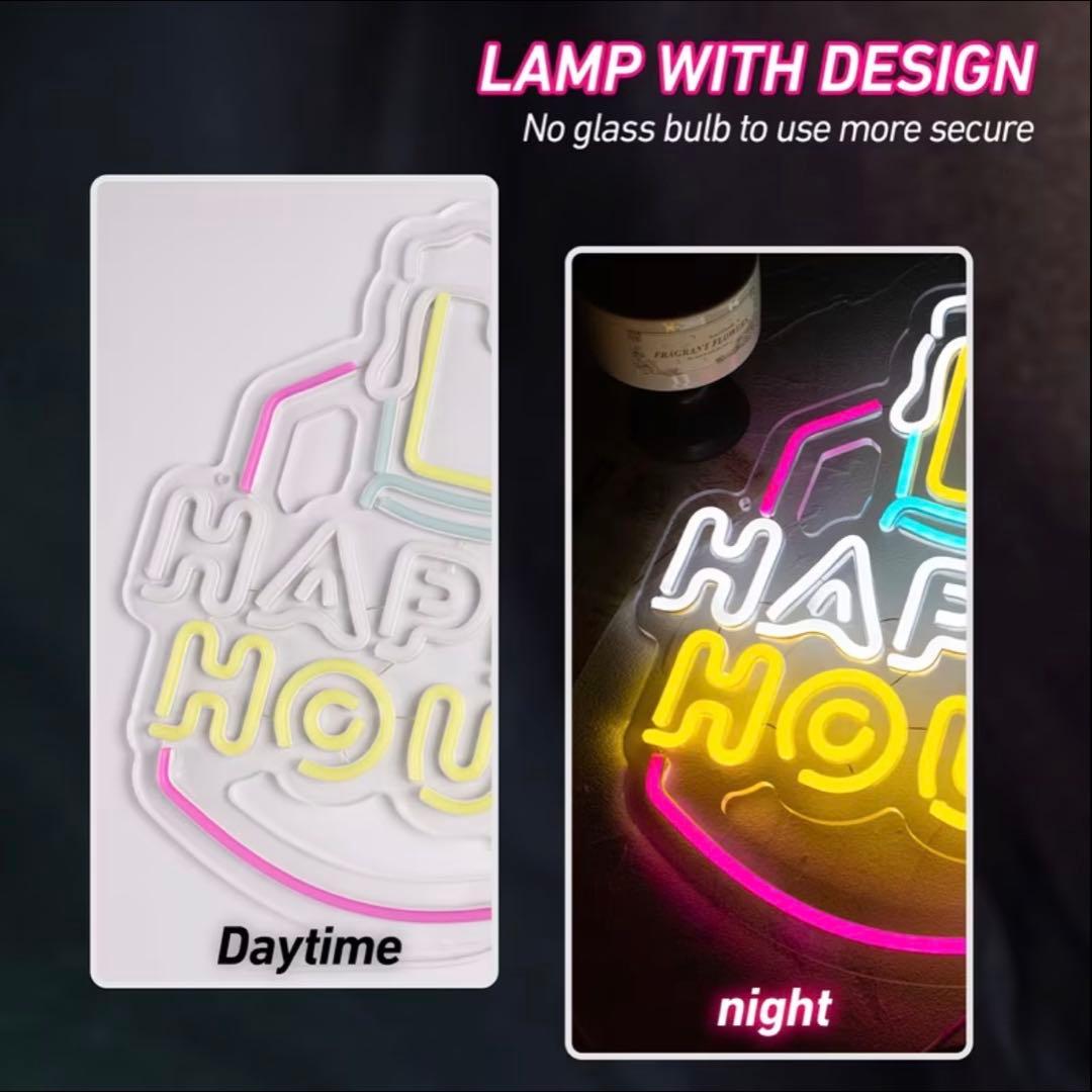 HAPPY HOUR ネオンライト 看板 ビール USB 壁掛け LED