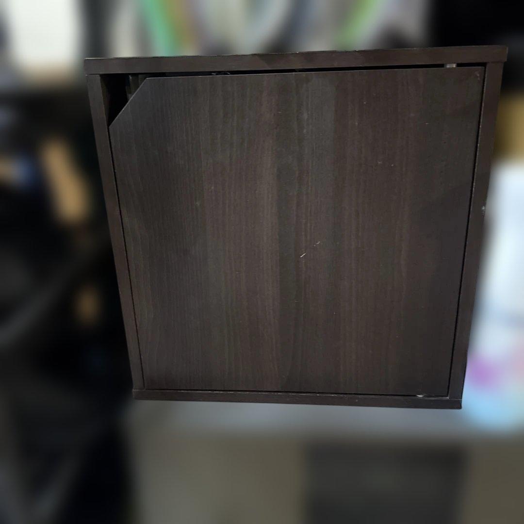 木製ラック ダークブラウン 扉付き