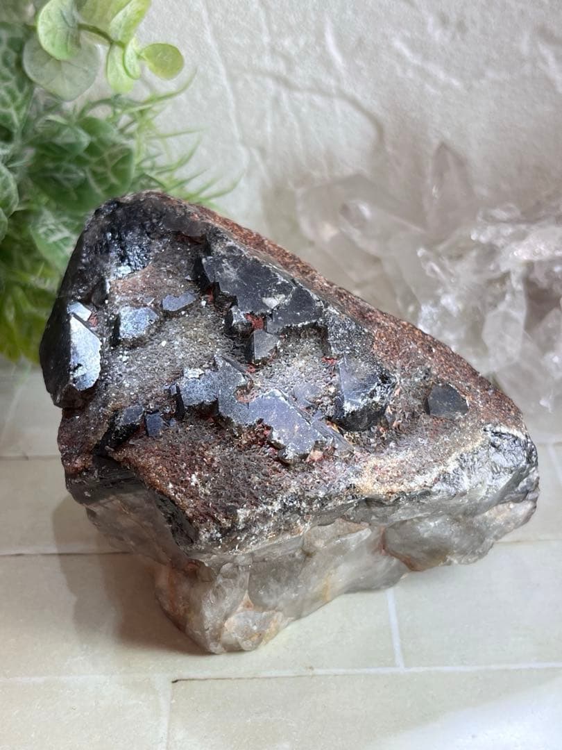 エッチドクォーツ　モリオン　黒水晶　原石　ラフストーン 蝕像水晶