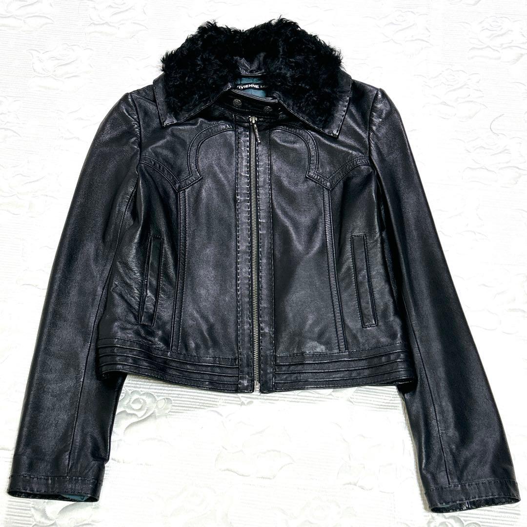 美品❤︎VIVIENNE TAM レザージャケット 羊革 ドラゴンボタン ブラック