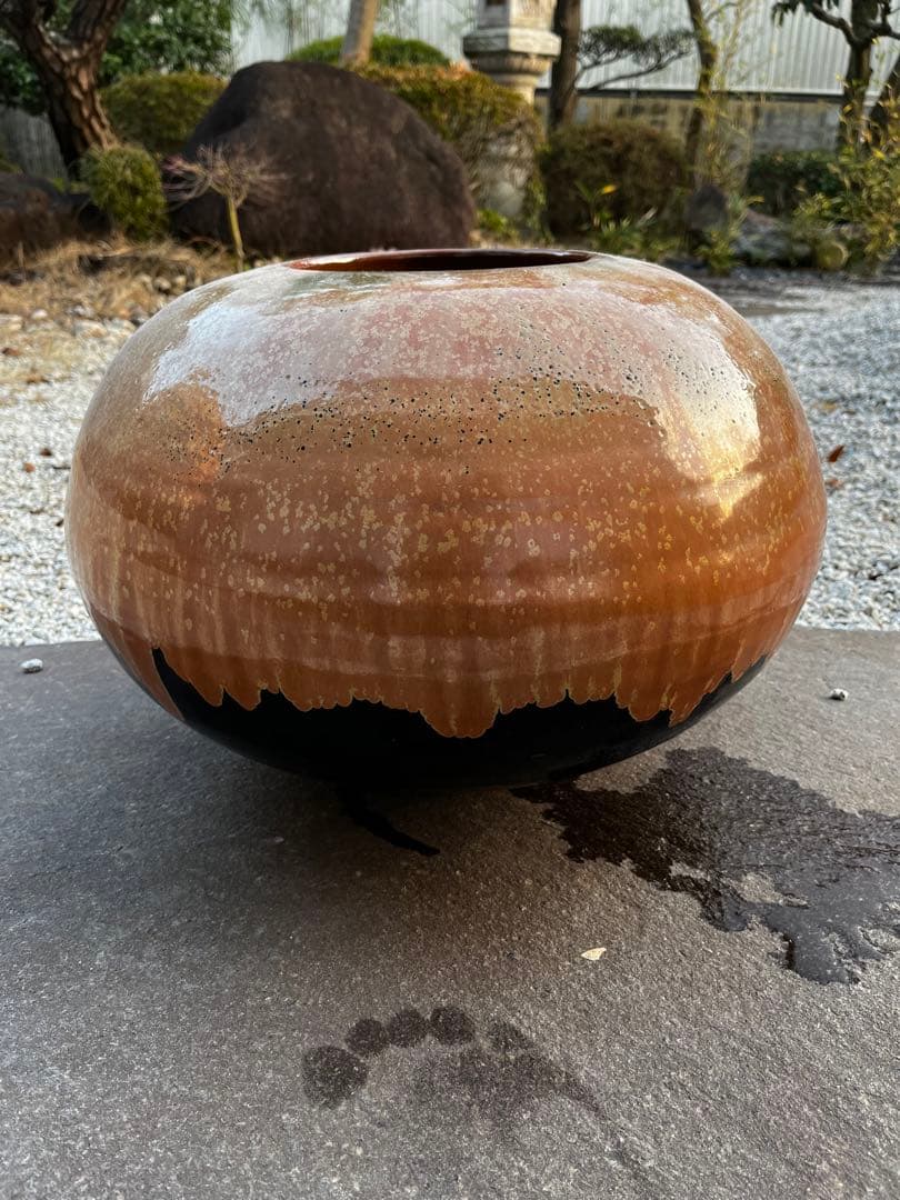 小石原焼　ヤマイチ窯 梶原藤徳作　大きめの花器　壺　置物