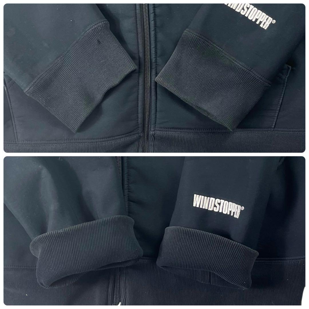 Supreme WINDSTOPPER ジップアップフーディ 黒 コラボ ロゴ