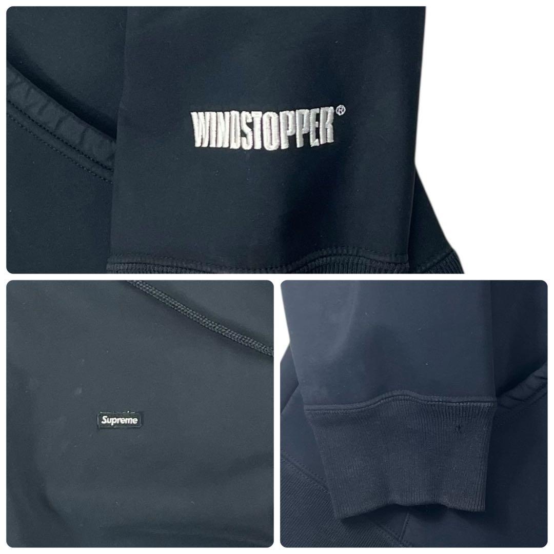 Supreme WINDSTOPPER ジップアップフーディ 黒 コラボ ロゴ