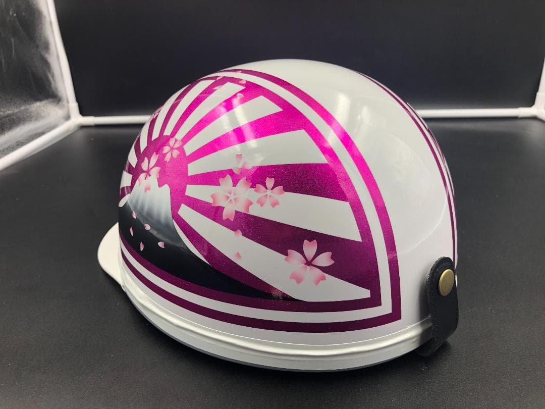 コルク半　カスタム　富士日章　三つボタン　ホワイトピンクラメ　桜　高級クリヤ
