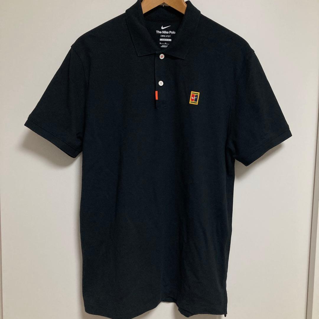 【未使用品】Nike テニスロゴ刺繍DRI-FIT ブラックポロシャツXLサイズ