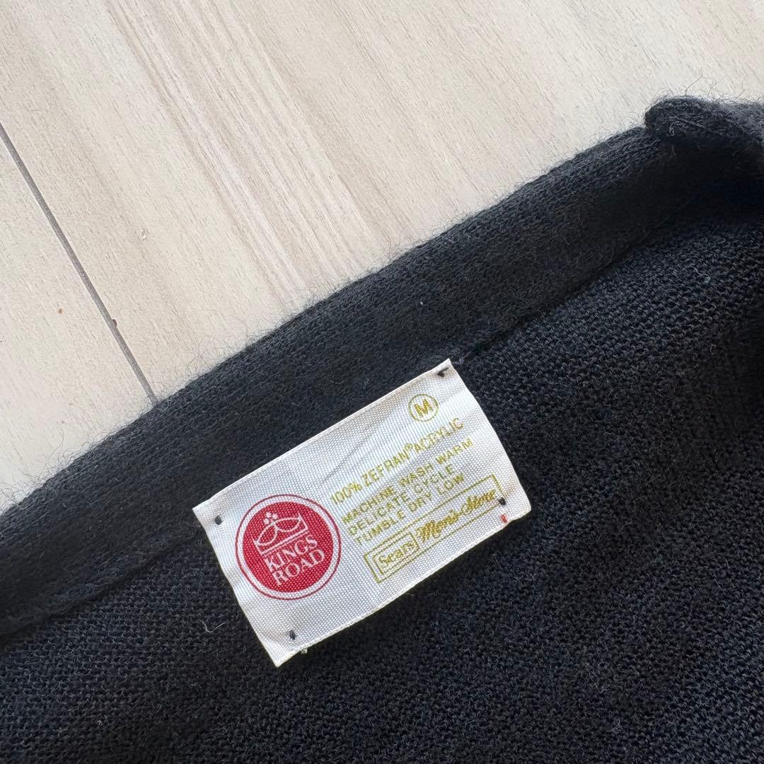 70s Sears KINGSROAD アクリルカーディガン 黒 ポケ付 ミント