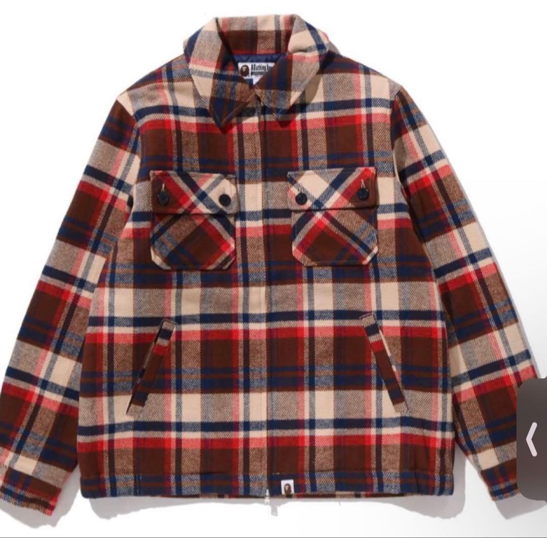 トップス BAPE CHECK CPO ZIP JACKET