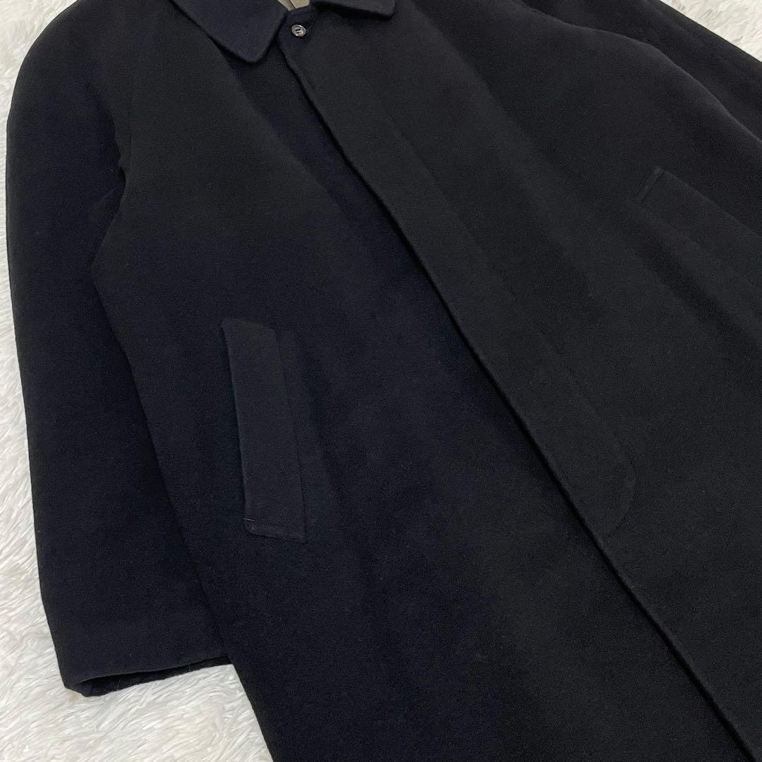 希少サイズ 3L相当 カシミヤ100% ステンカラーコート ブラック ロング