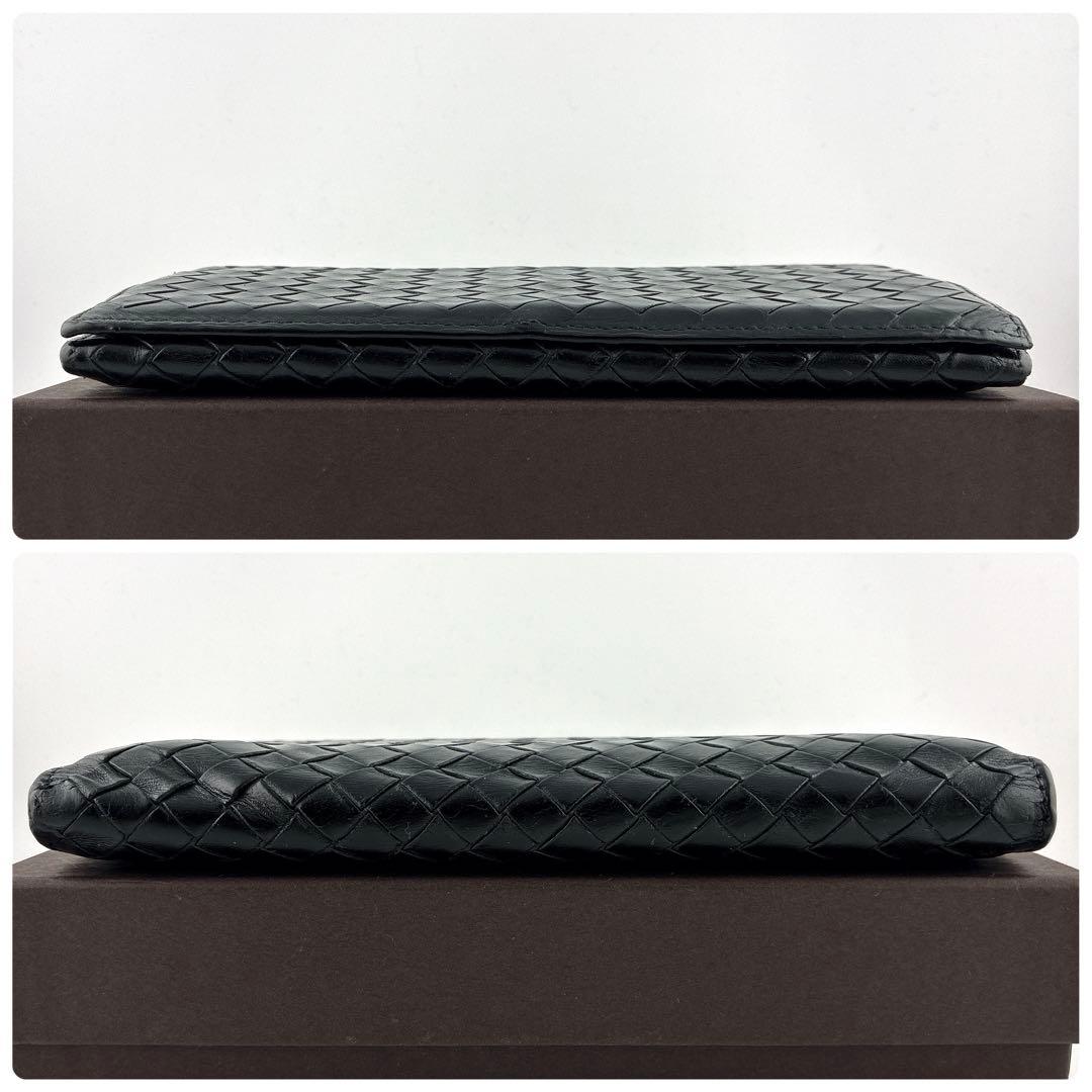 【美品】BOTTEGA VENETA イントレチャート　二つ折レザー　ブラック