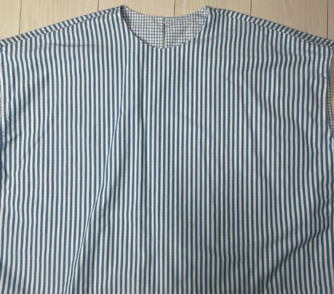 お値下げしました。新品45r水色と白のチェック柄 半袖シャツ