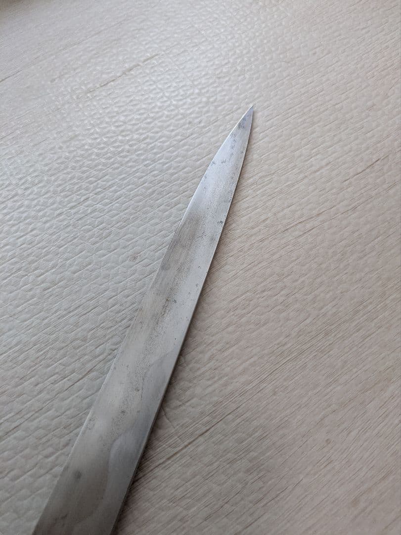 青鋼紋鍛　正本・柳刃刺身包丁　黒檀水牛銀巻柄