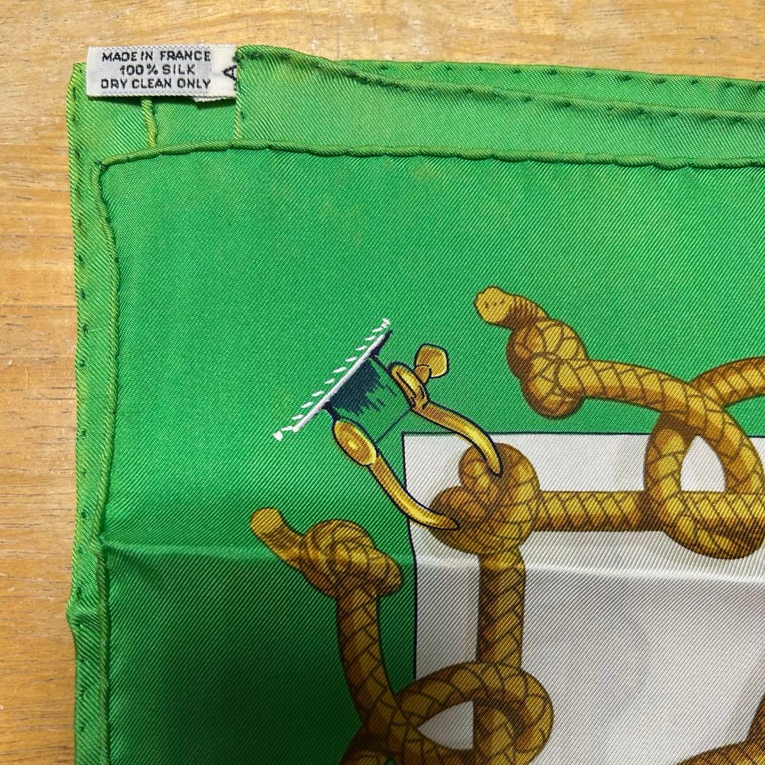 HERMES エルメス スカーフ カレ 90 漁船の帰港 グリーン ブルー 大判