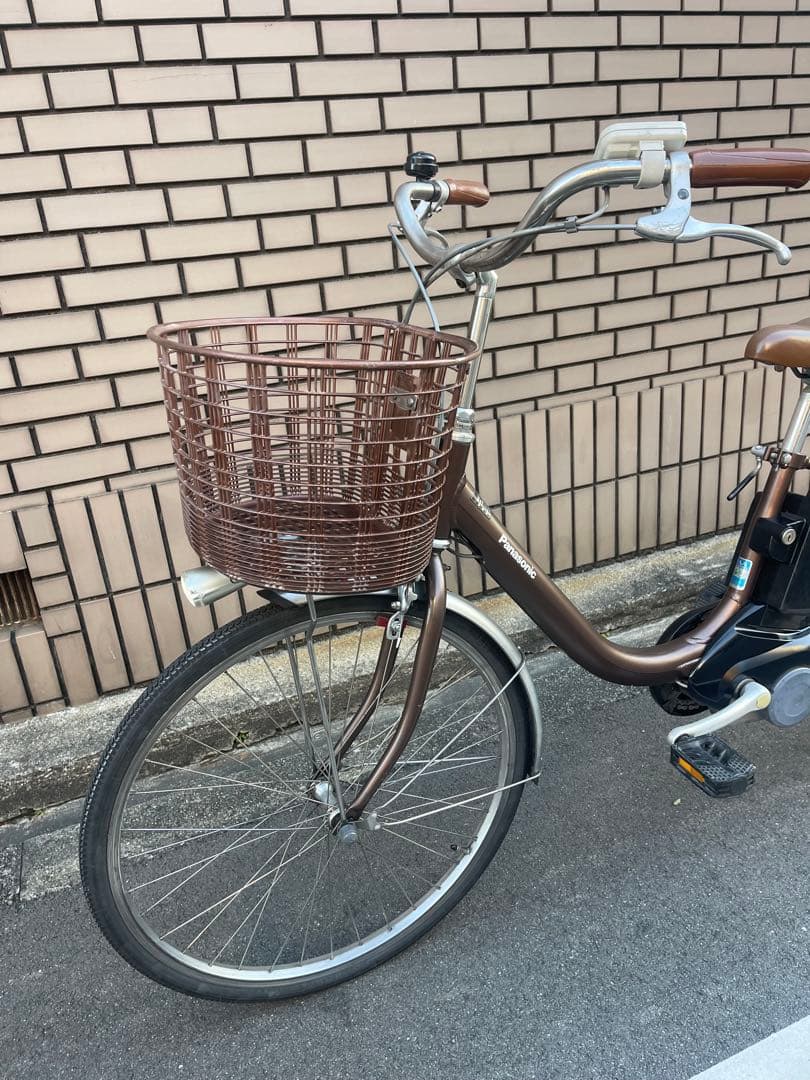 ブラウン 電動アシスト自転車 前バスケット付き