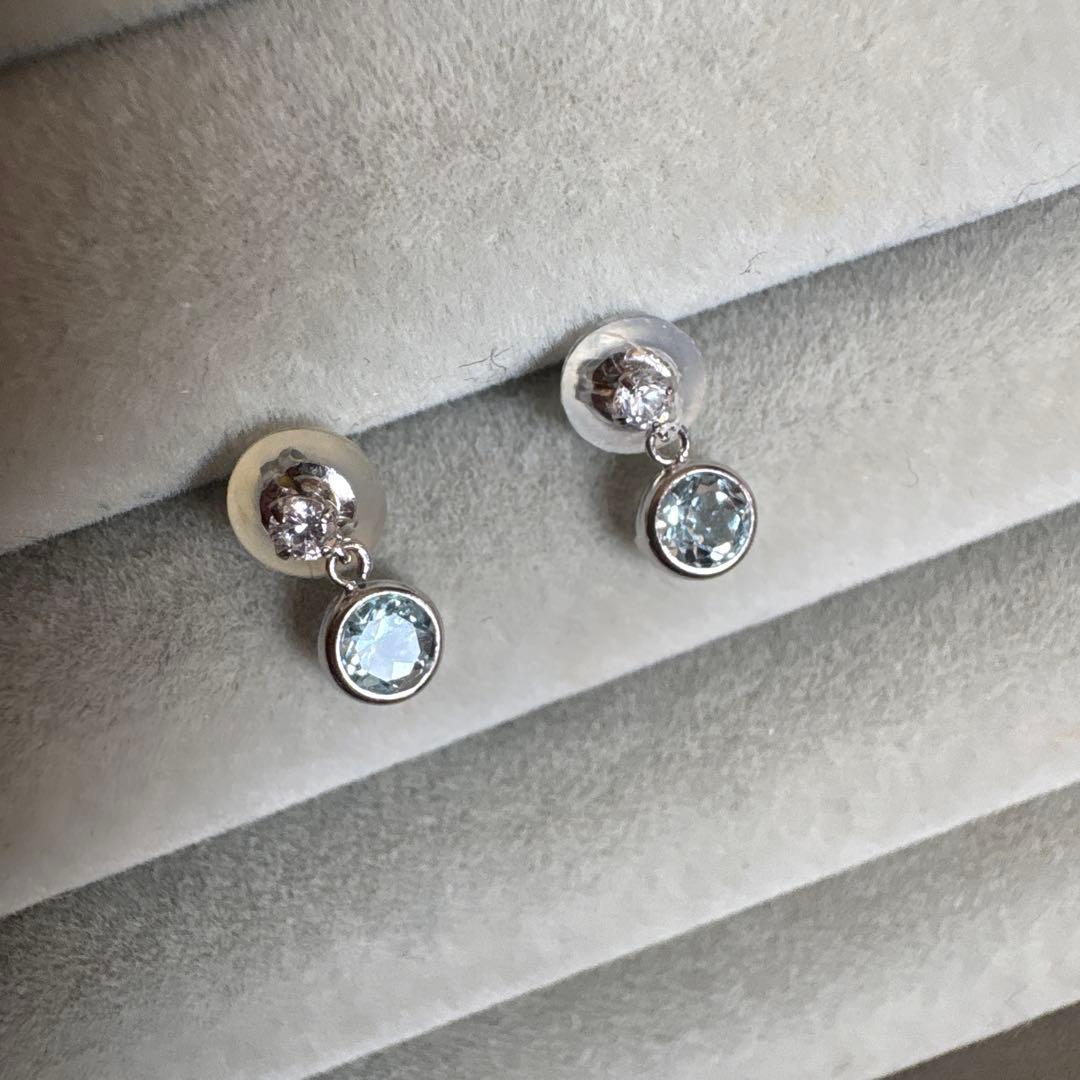 K14WG ♡ アクアマリン ストーンピアス