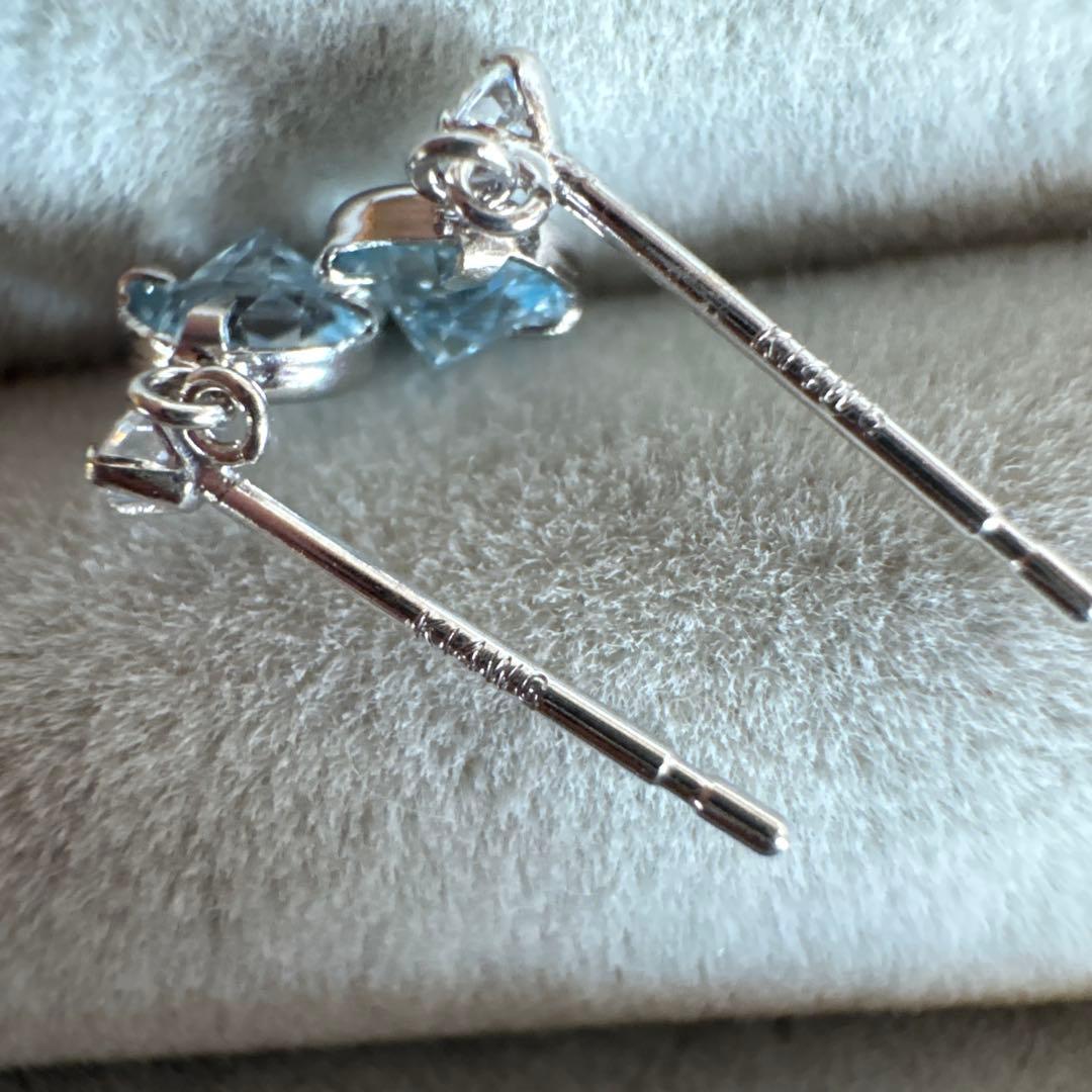 K14WG ♡ アクアマリン ストーンピアス