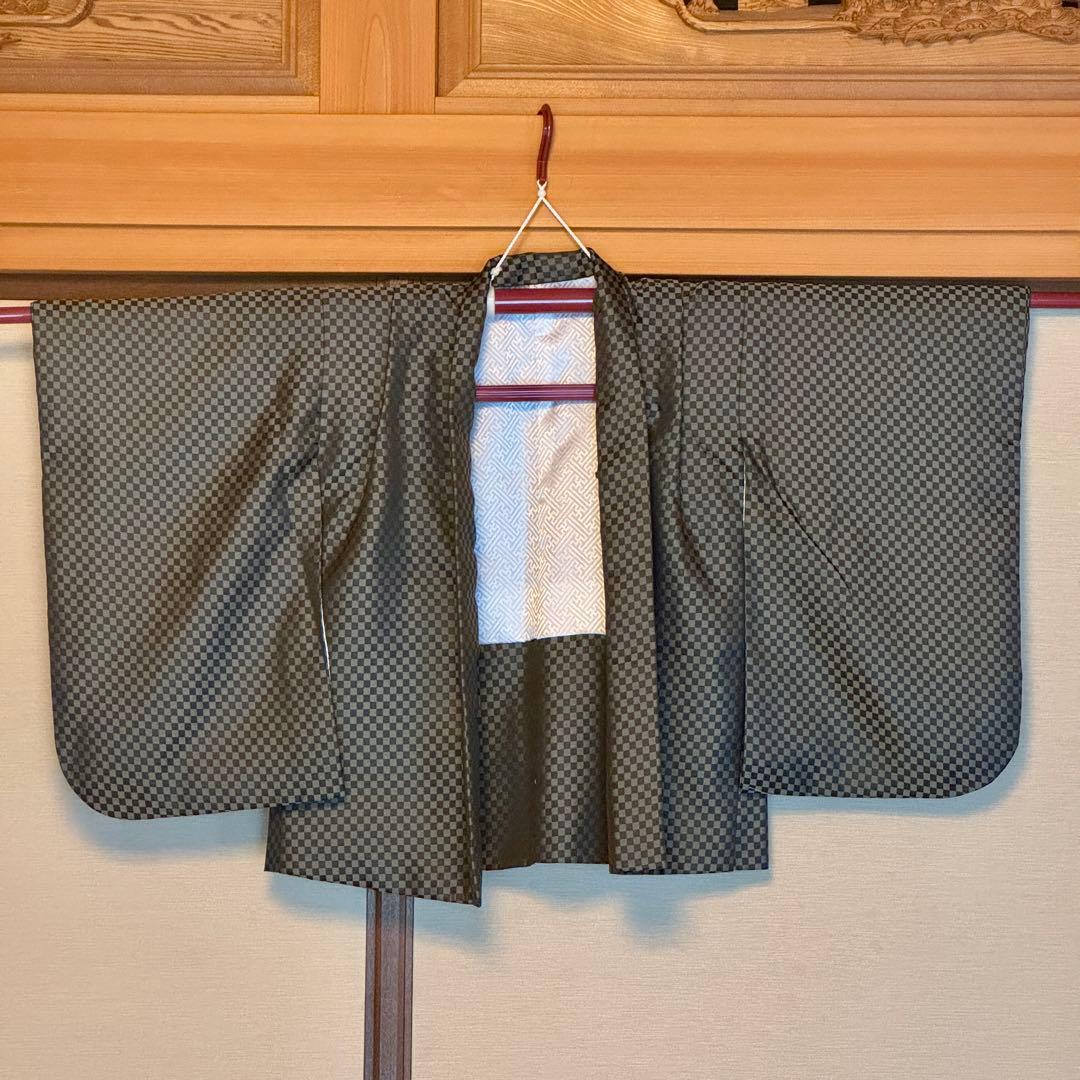 七五三 3歳 男の子 羽織 着物セット 市松模様 龍刺繍 未使用品