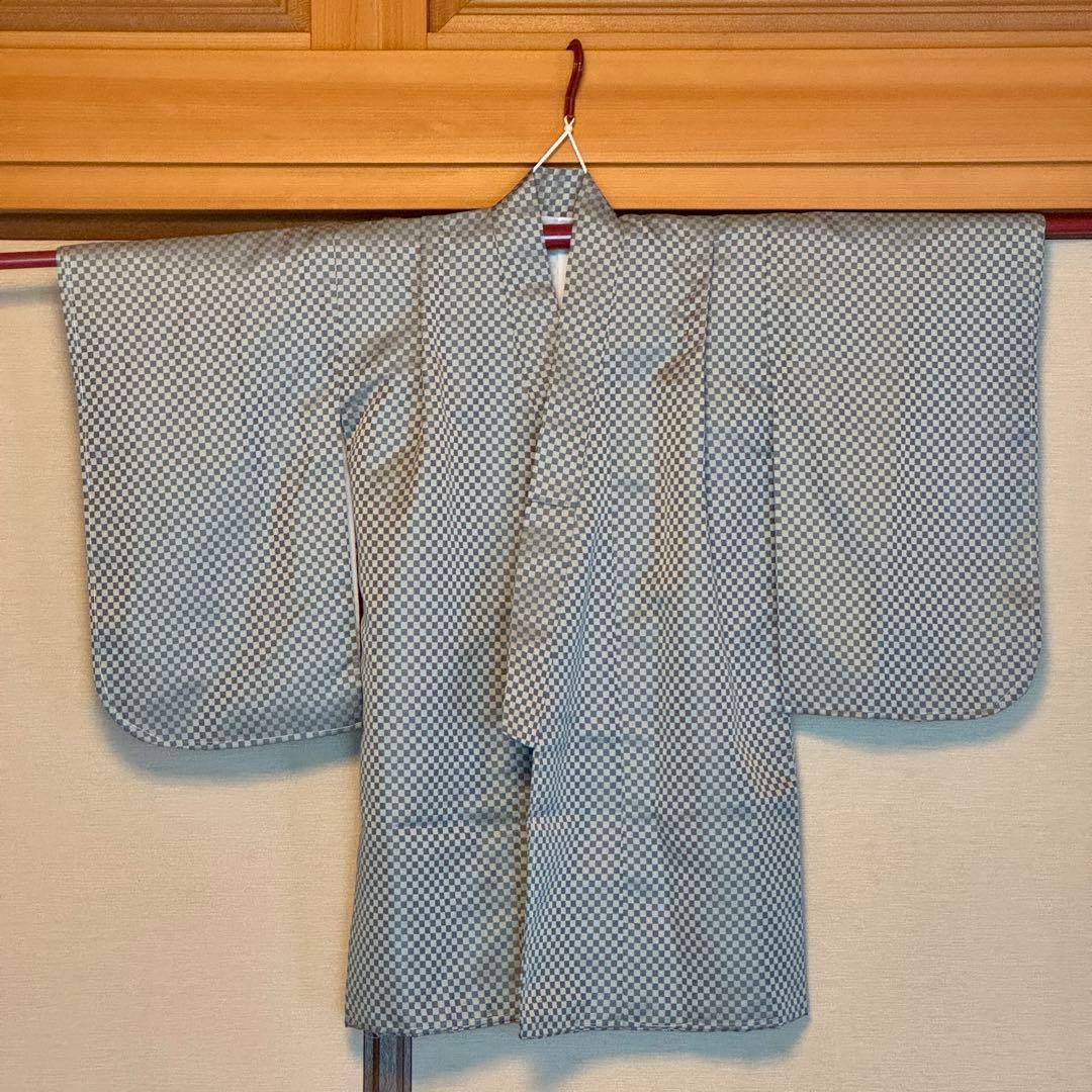 七五三 3歳 男の子 羽織 着物セット 市松模様 龍刺繍 未使用品