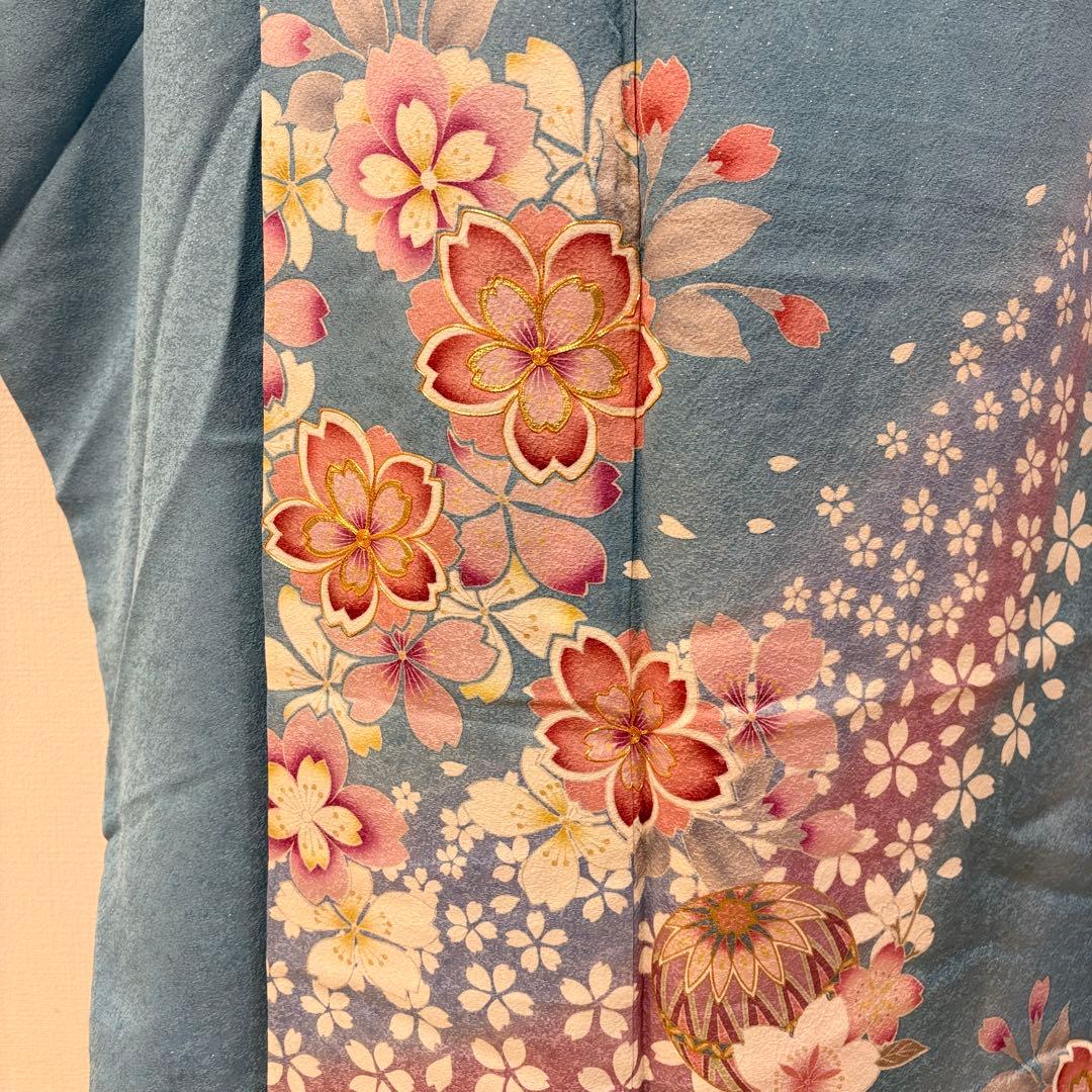 振袖セット 正絹 水色 桜 鞠 sMH2502081