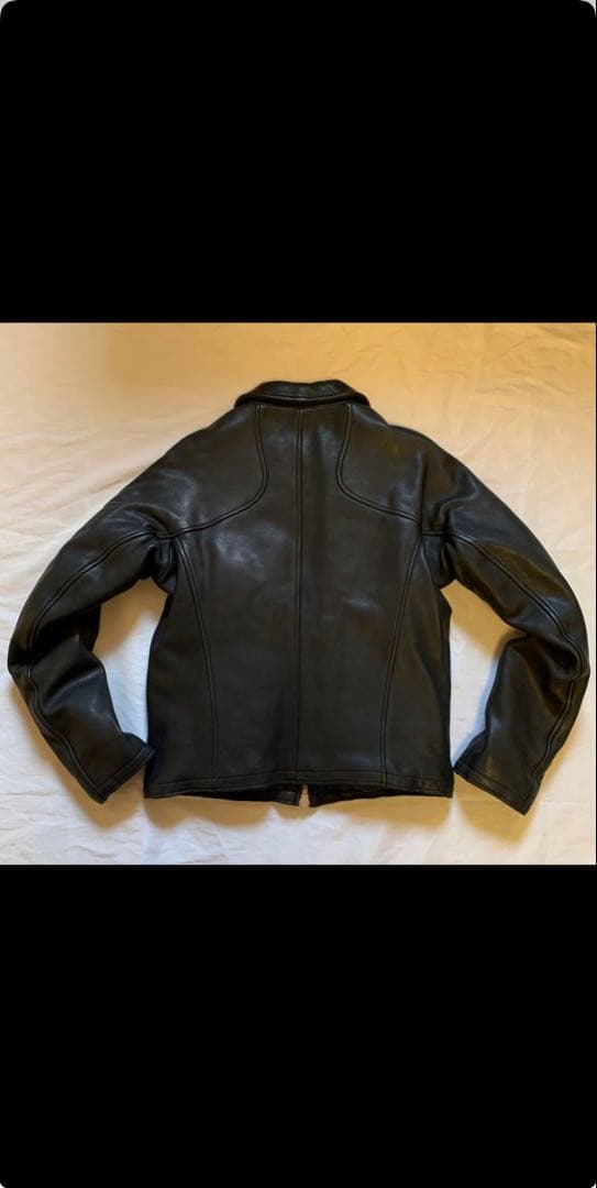 【NVRFRGT】Leather Paneled Zip Up Jacket新品