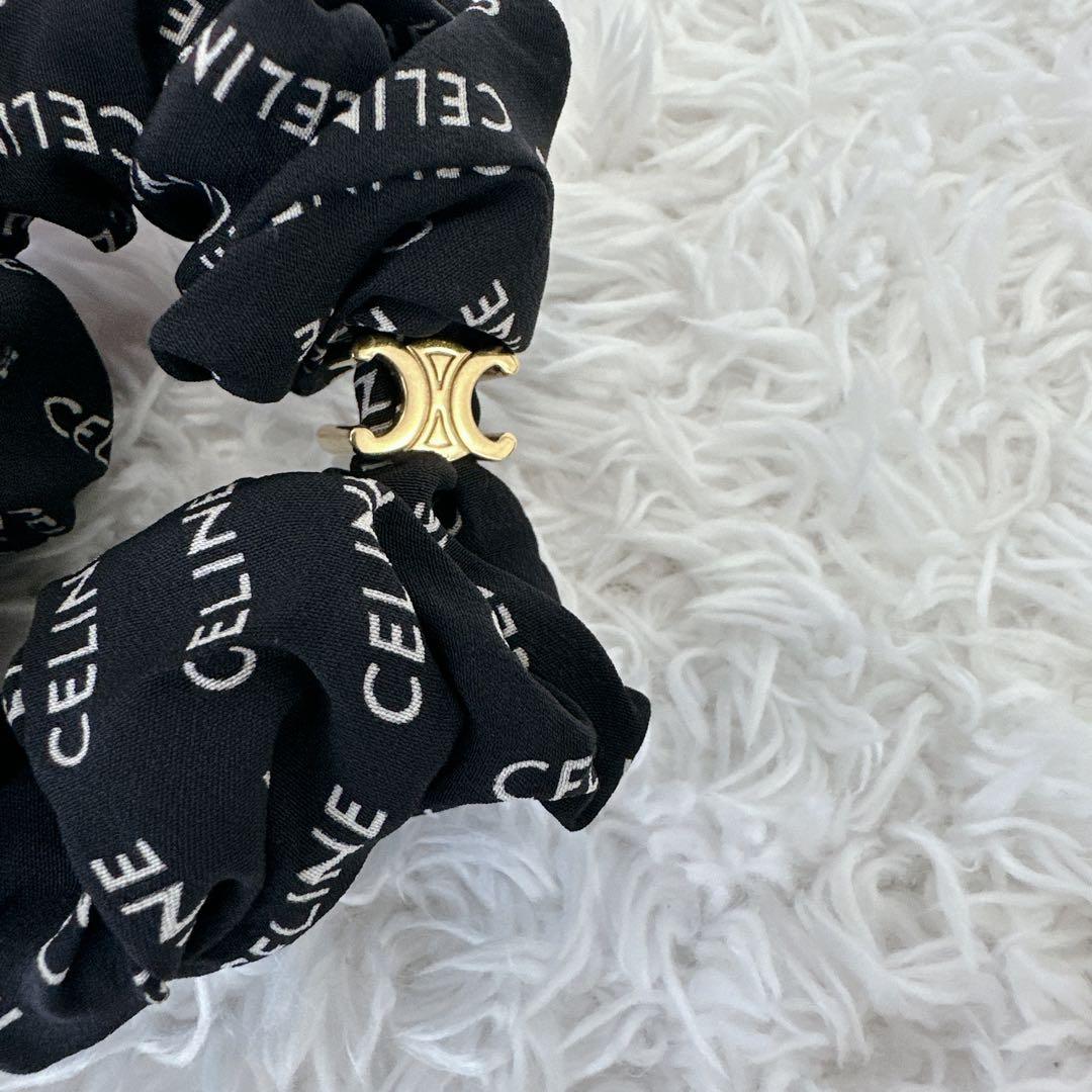 【美品】セリーヌ レイユール シュシュ ゴールド ブラック CELINE