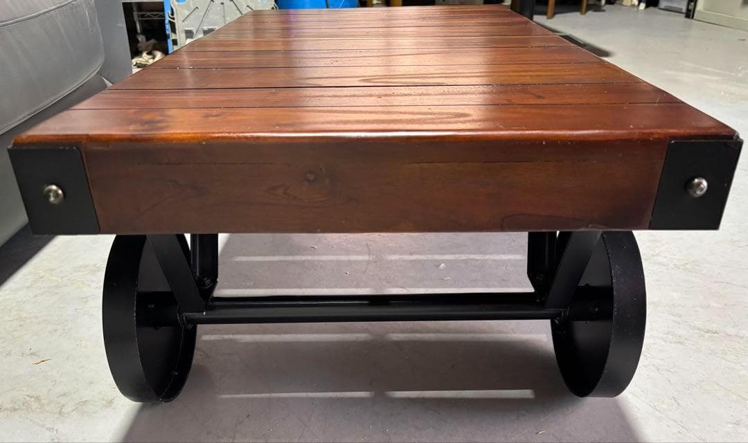 おしゃれ 車輪 移動可能 ローテーブル キャスター 取っ手付き Used/キレイ