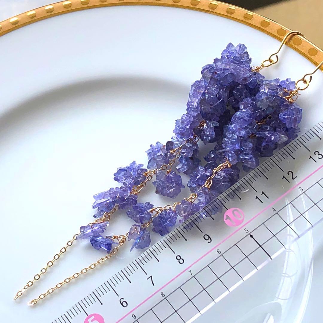 天然石♡桜プレシャスオパール×ティールブルーのピアス14kgf