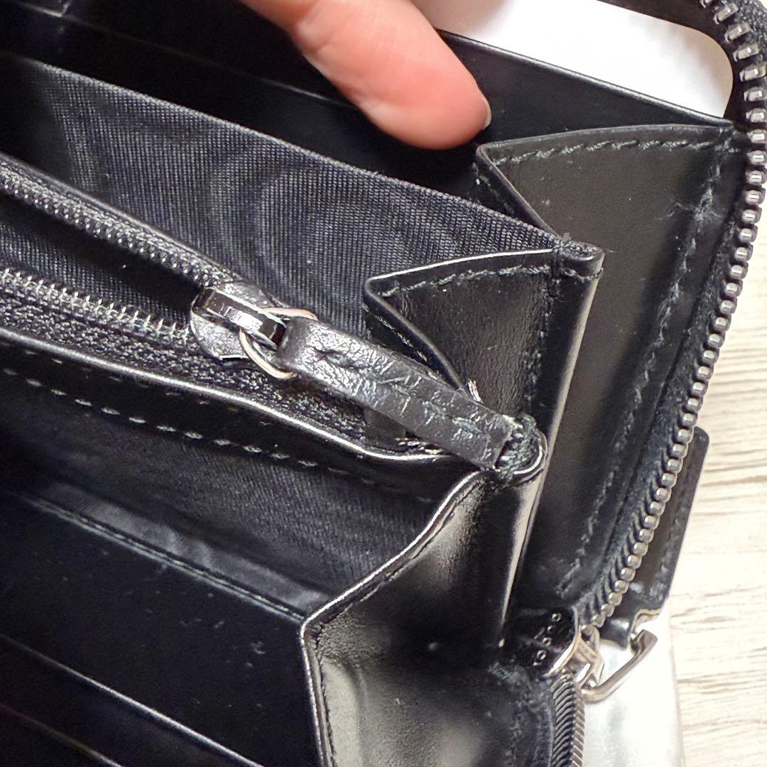 GUCCI ブラック レザー 長財布 GGパターン