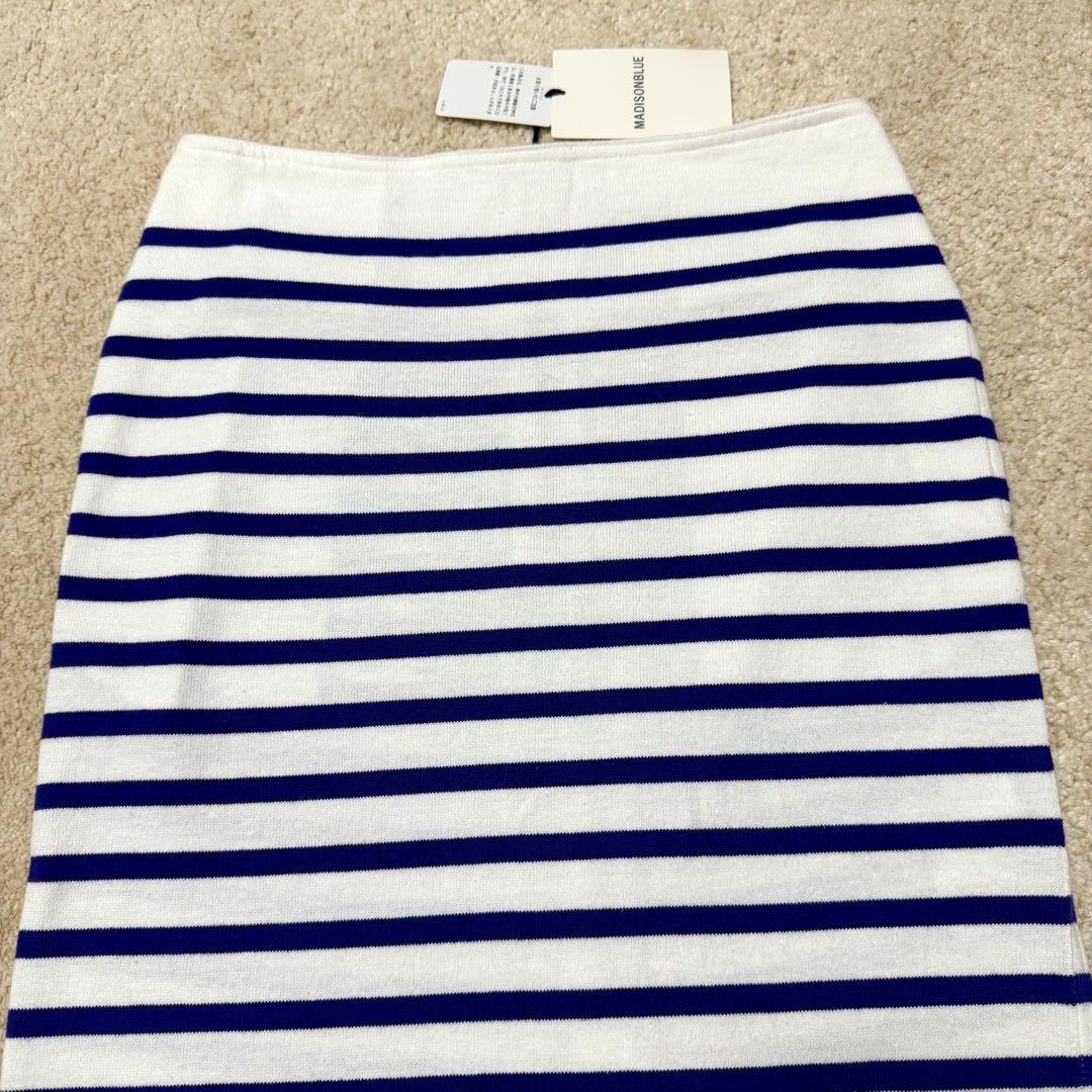 新品 マディソンブルー ボーダー タイトロングスカート Sサイズ ストレッチ