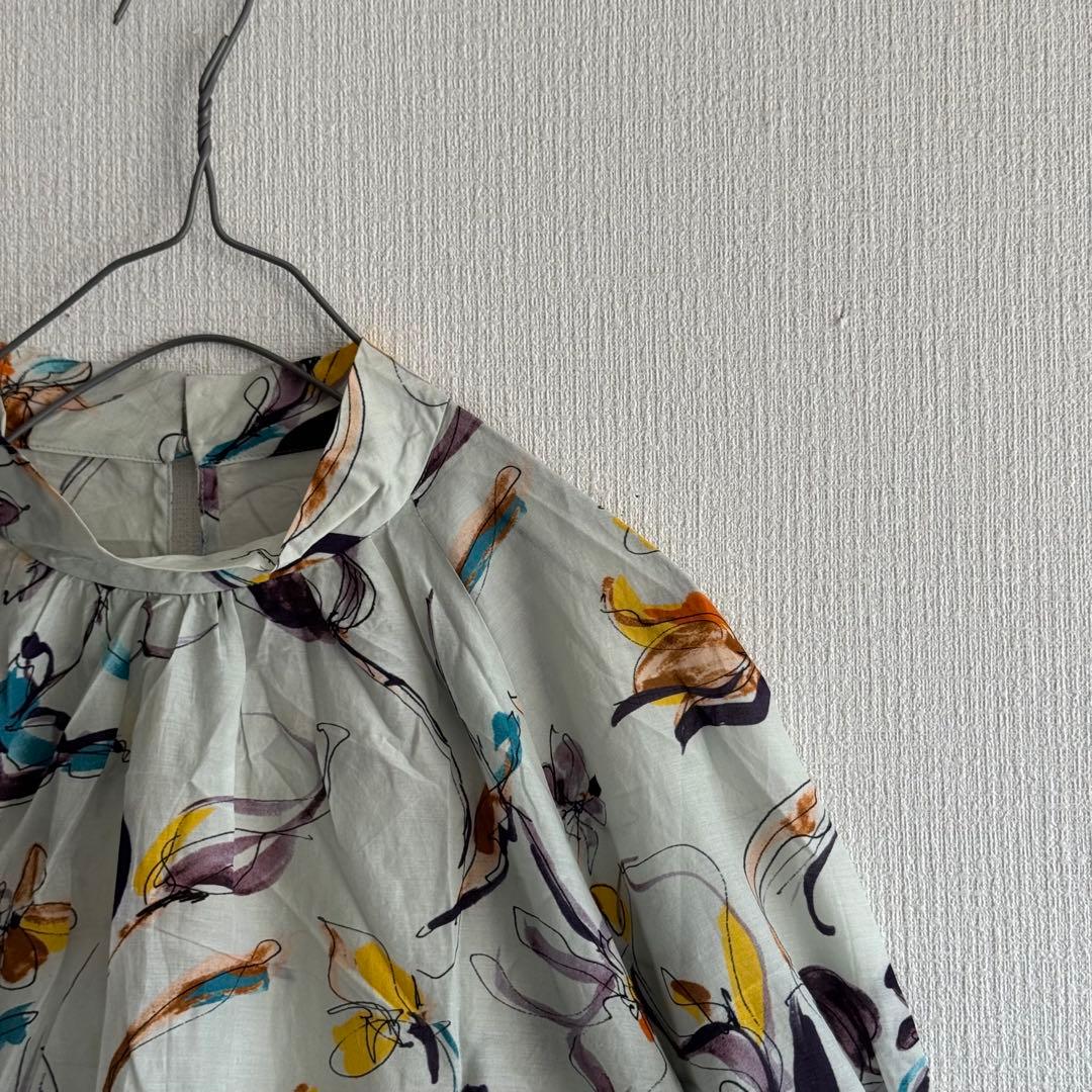美品✨　トゥモローランドコレクション　花柄ブラウス　半袖　シルク　美シルエット