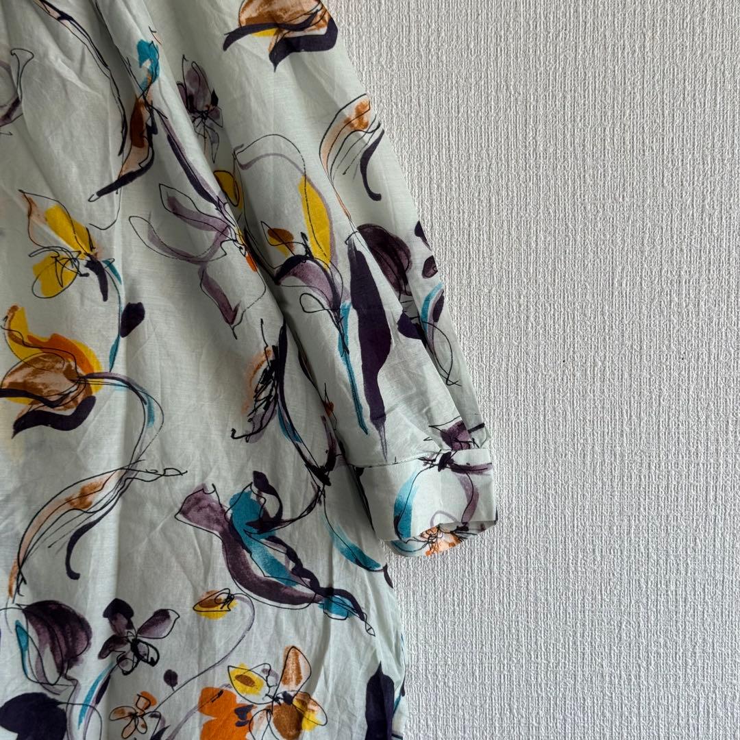 美品✨　トゥモローランドコレクション　花柄ブラウス　半袖　シルク　美シルエット