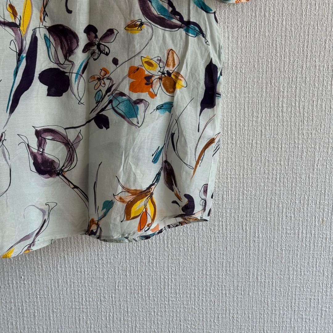 美品✨　トゥモローランドコレクション　花柄ブラウス　半袖　シルク　美シルエット