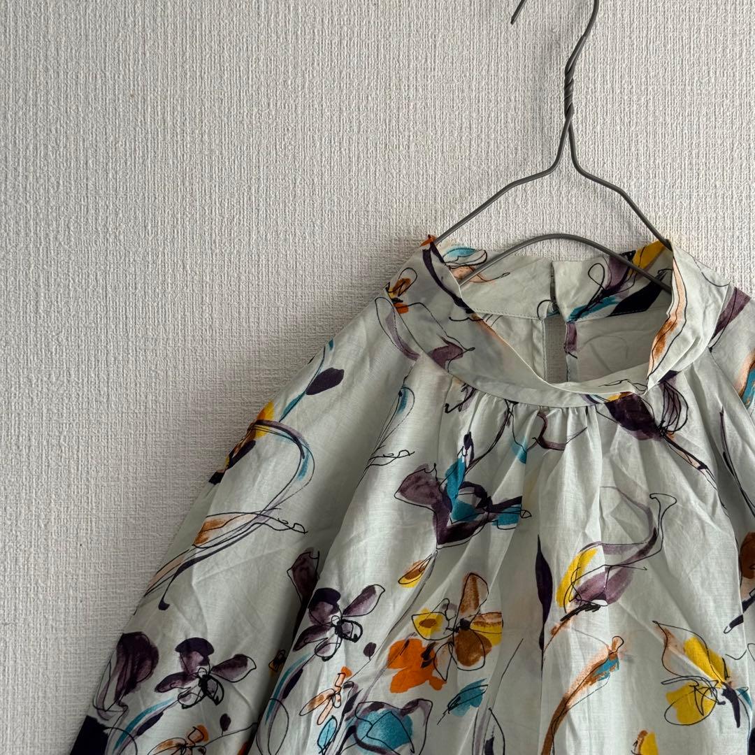 美品✨　トゥモローランドコレクション　花柄ブラウス　半袖　シルク　美シルエット