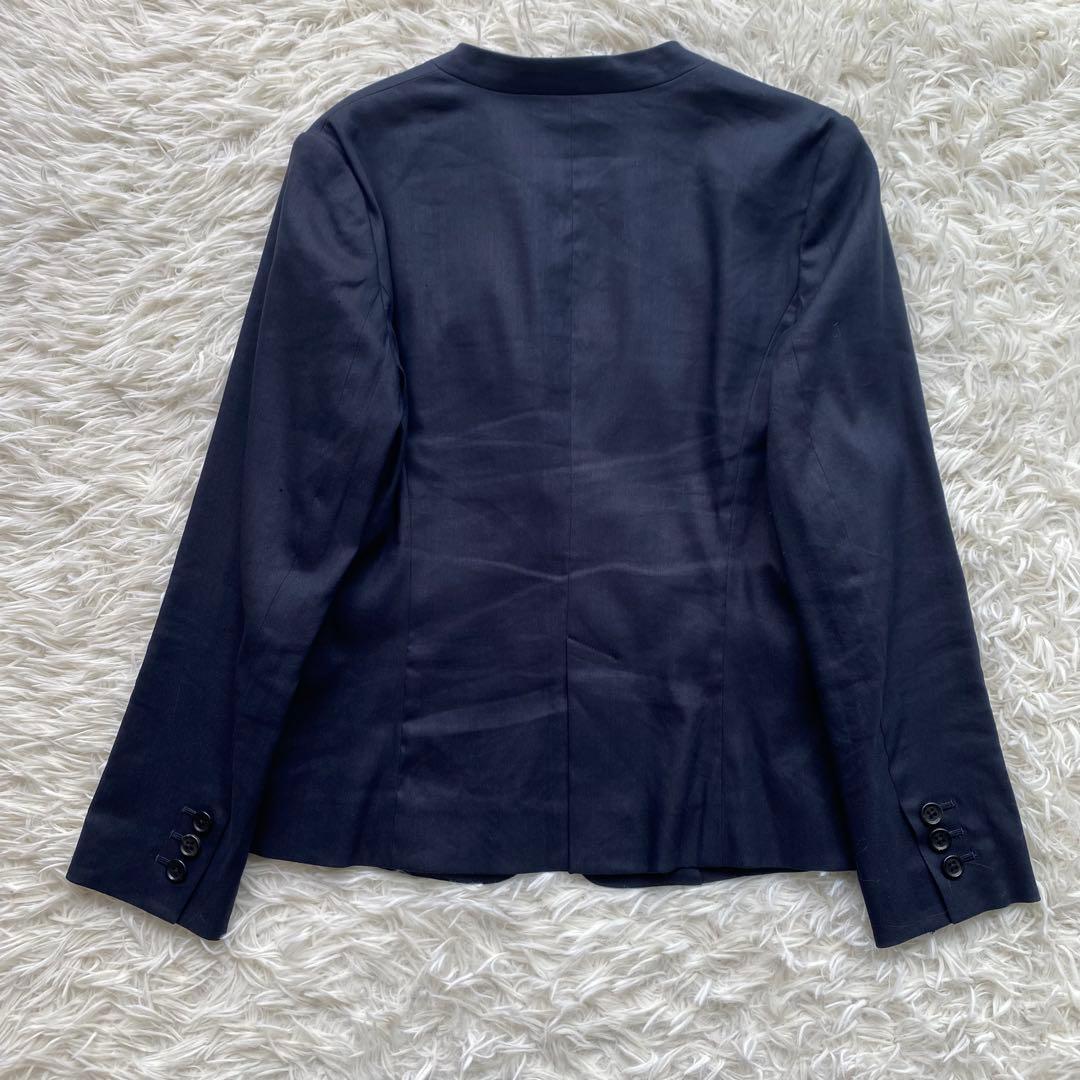 theory×SHIPS リネン混 ノーカラージャケット パンツスーツ M