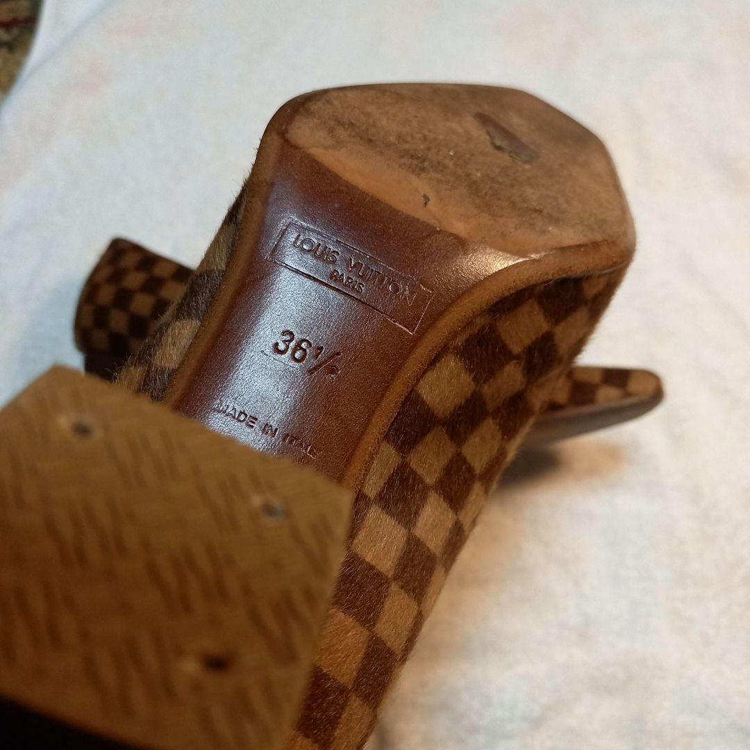 LOUIS VUITTON　 ダミエ　ハラコハイヒール　36ハーフ