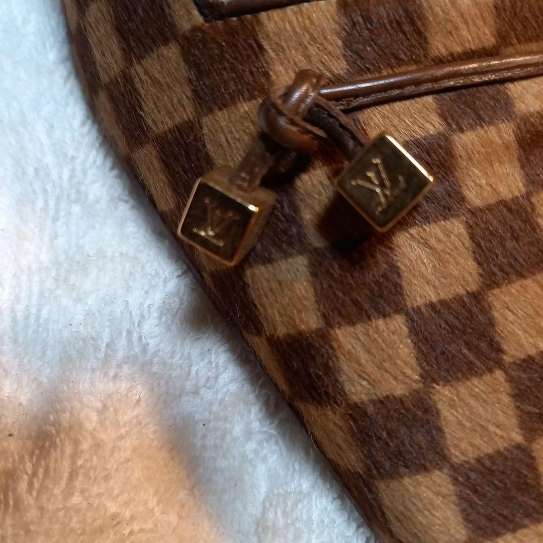 LOUIS VUITTON　 ダミエ　ハラコハイヒール　36ハーフ