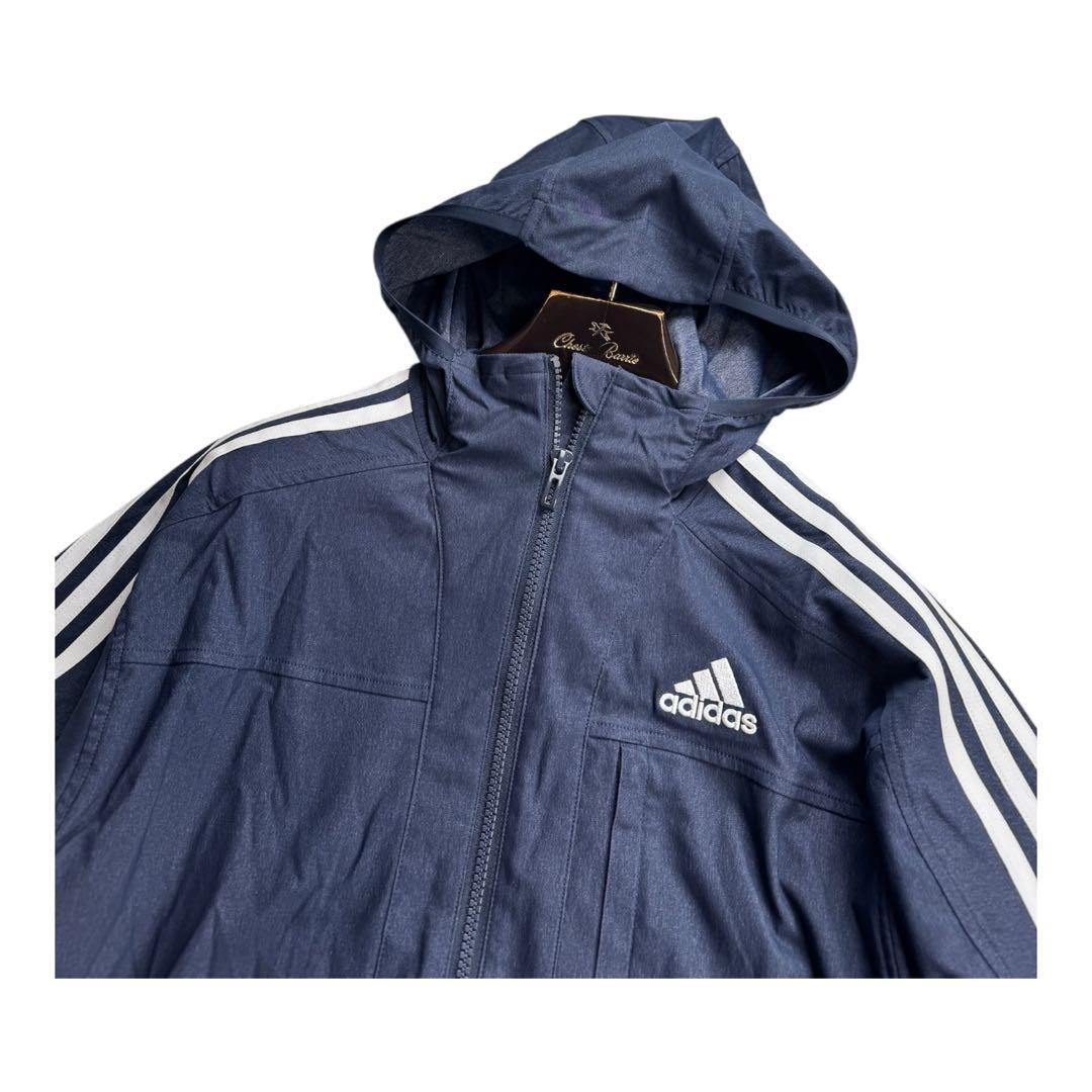B新品 L アディダス adidas デニム風 ウーブン セットアップ 上下 紺