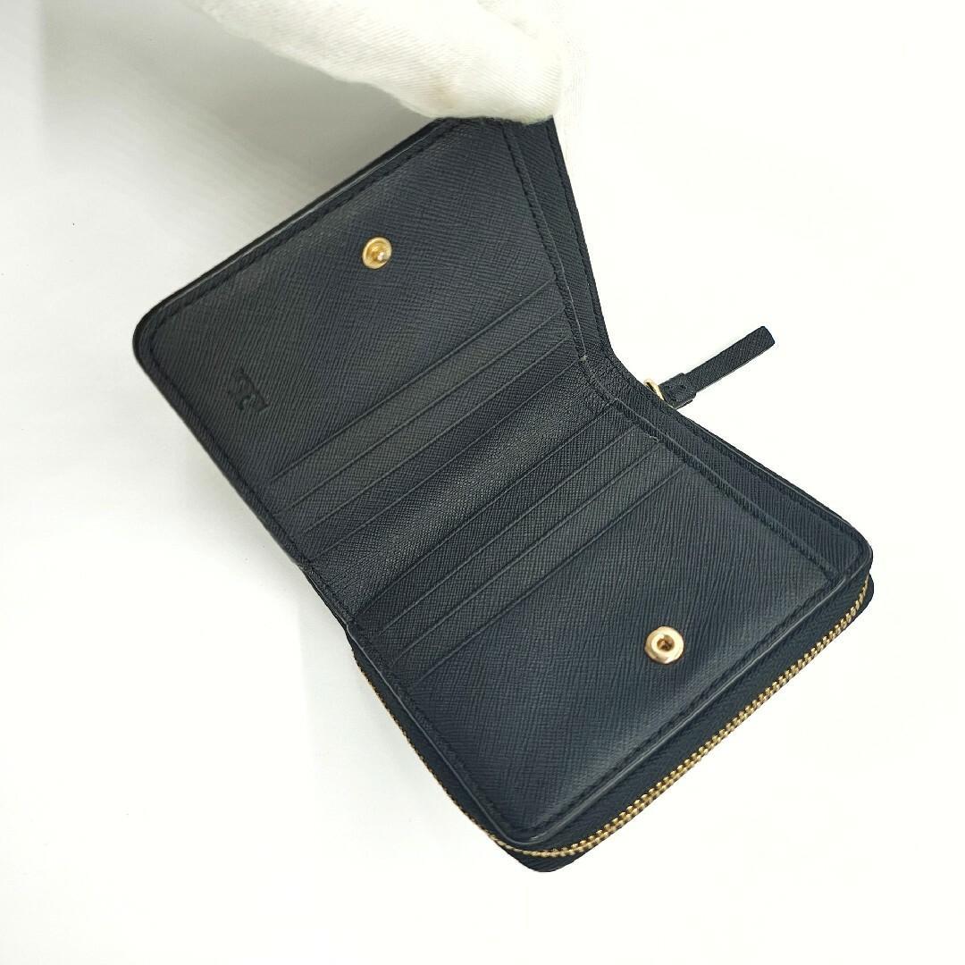 美品 TORY BURCH トリーバーチ 二つ折り財布 ブラック ジップ
