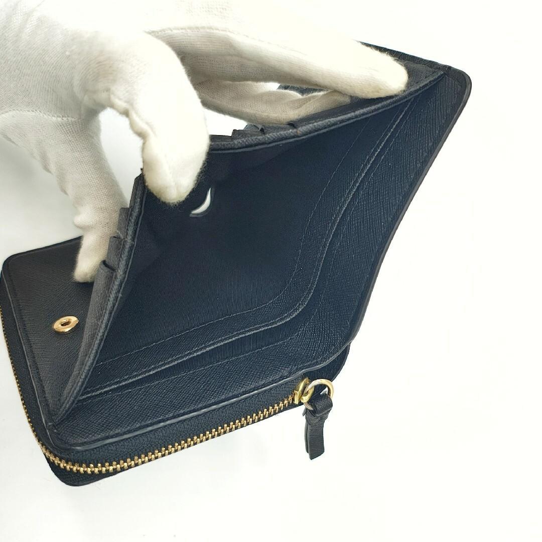 美品 TORY BURCH トリーバーチ 二つ折り財布 ブラック ジップ