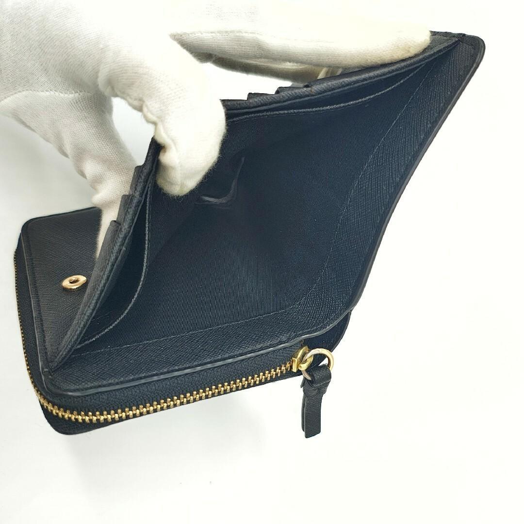 美品 TORY BURCH トリーバーチ 二つ折り財布 ブラック ジップ