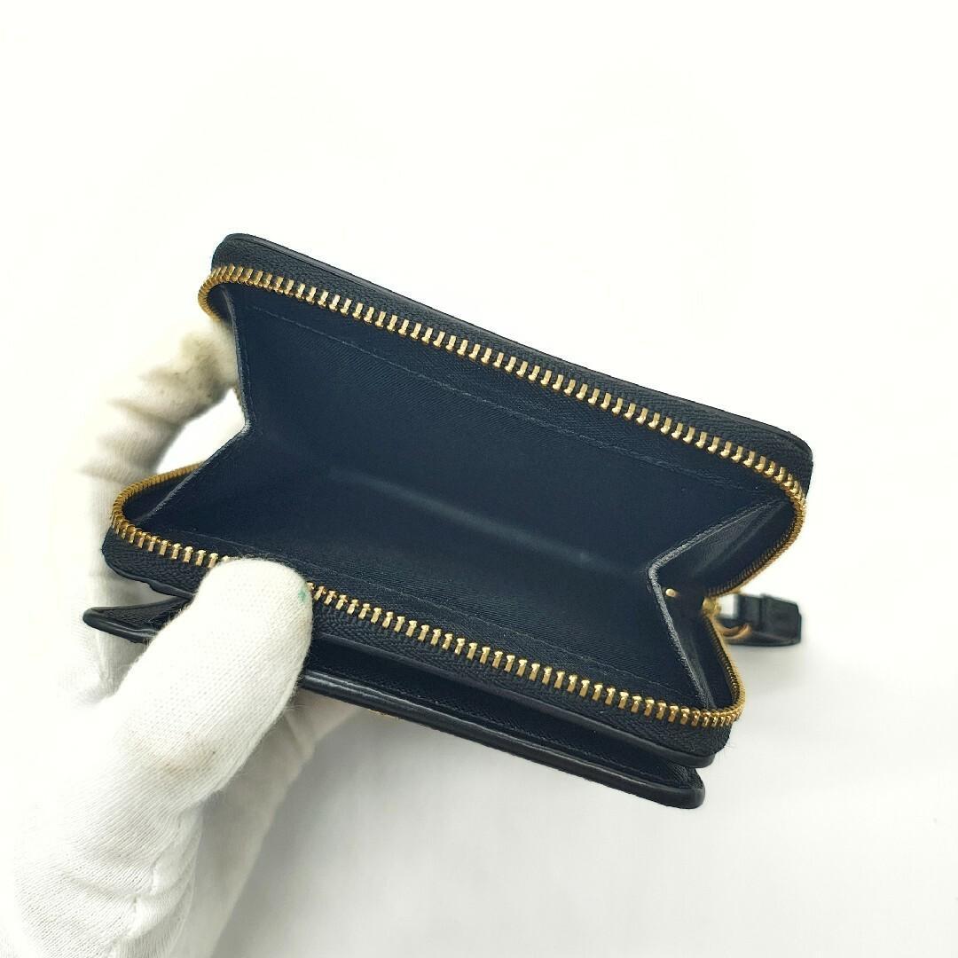 美品 TORY BURCH トリーバーチ 二つ折り財布 ブラック ジップ