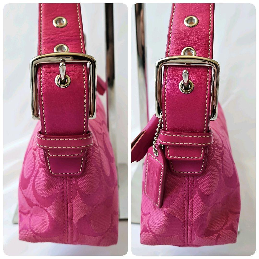 美品☆COACH アクセサリーポーチ ワンショルダー シグネチャー キャンバス