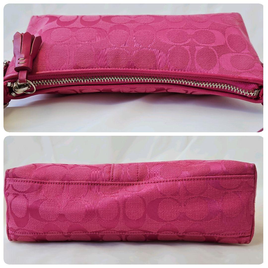 美品☆COACH アクセサリーポーチ ワンショルダー シグネチャー キャンバス