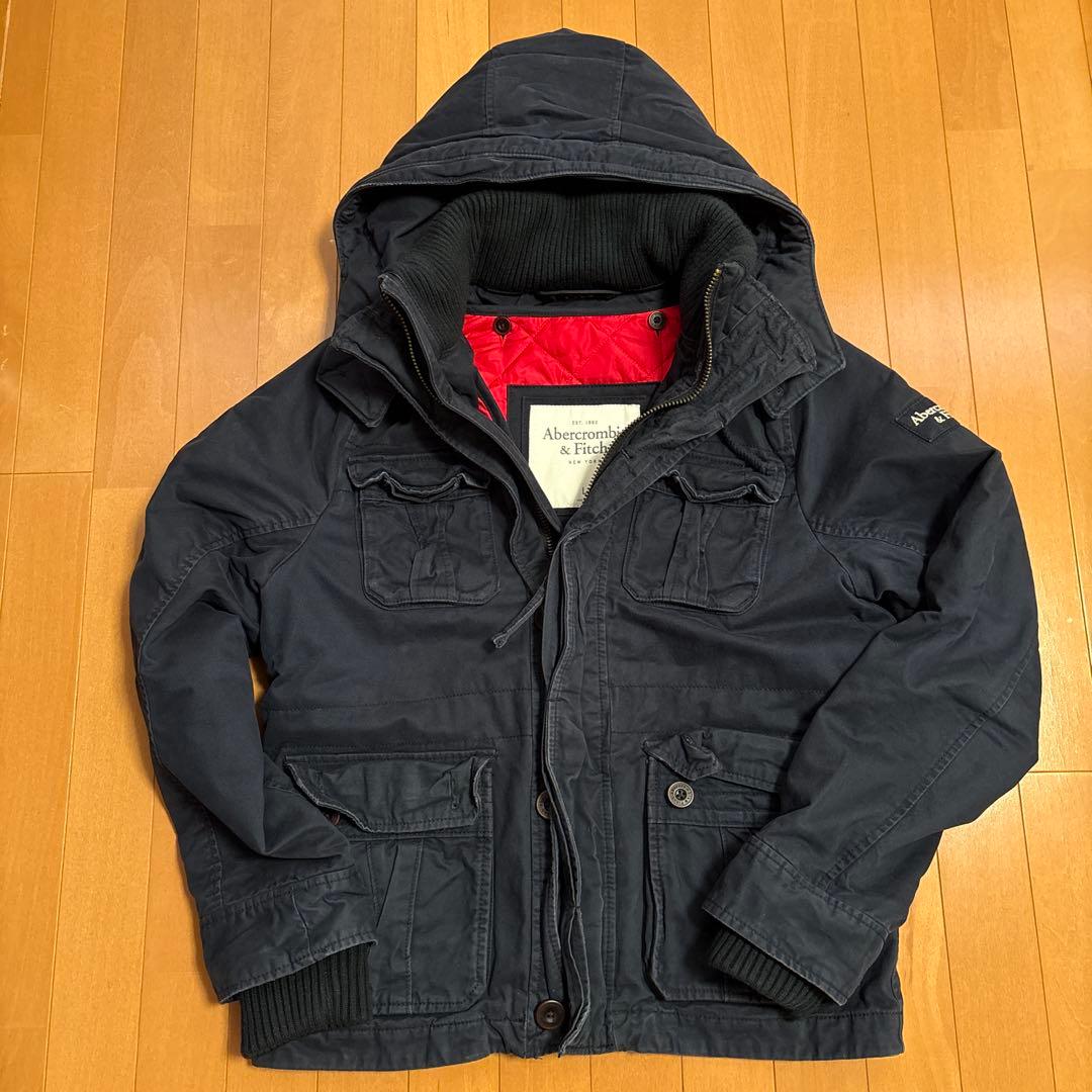 Abercrombie & Fitch フード付きミリタリージャケットネイビーＬ