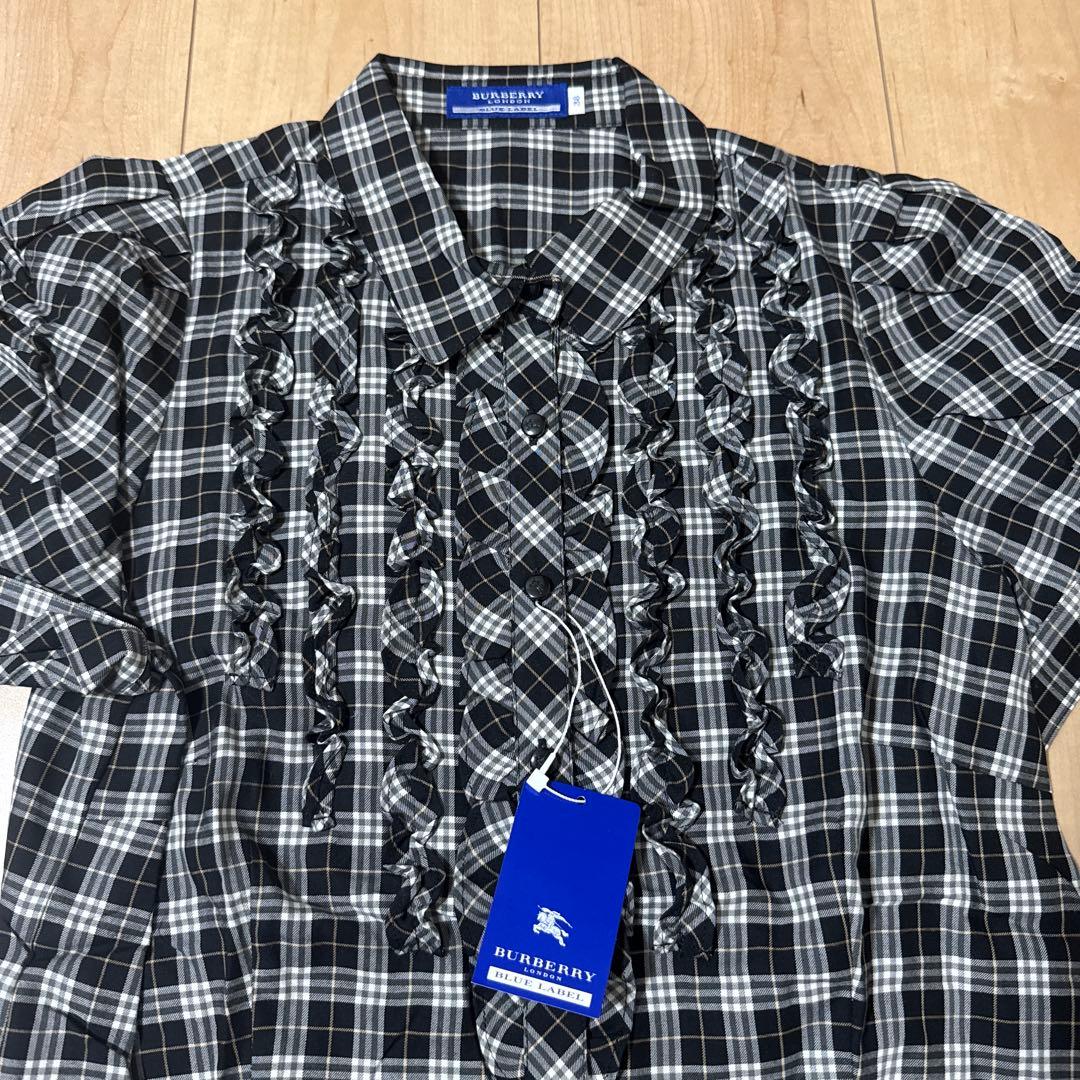 バーバリーブルーレーベル★半袖チェックシャツ 38 新品タグ付き