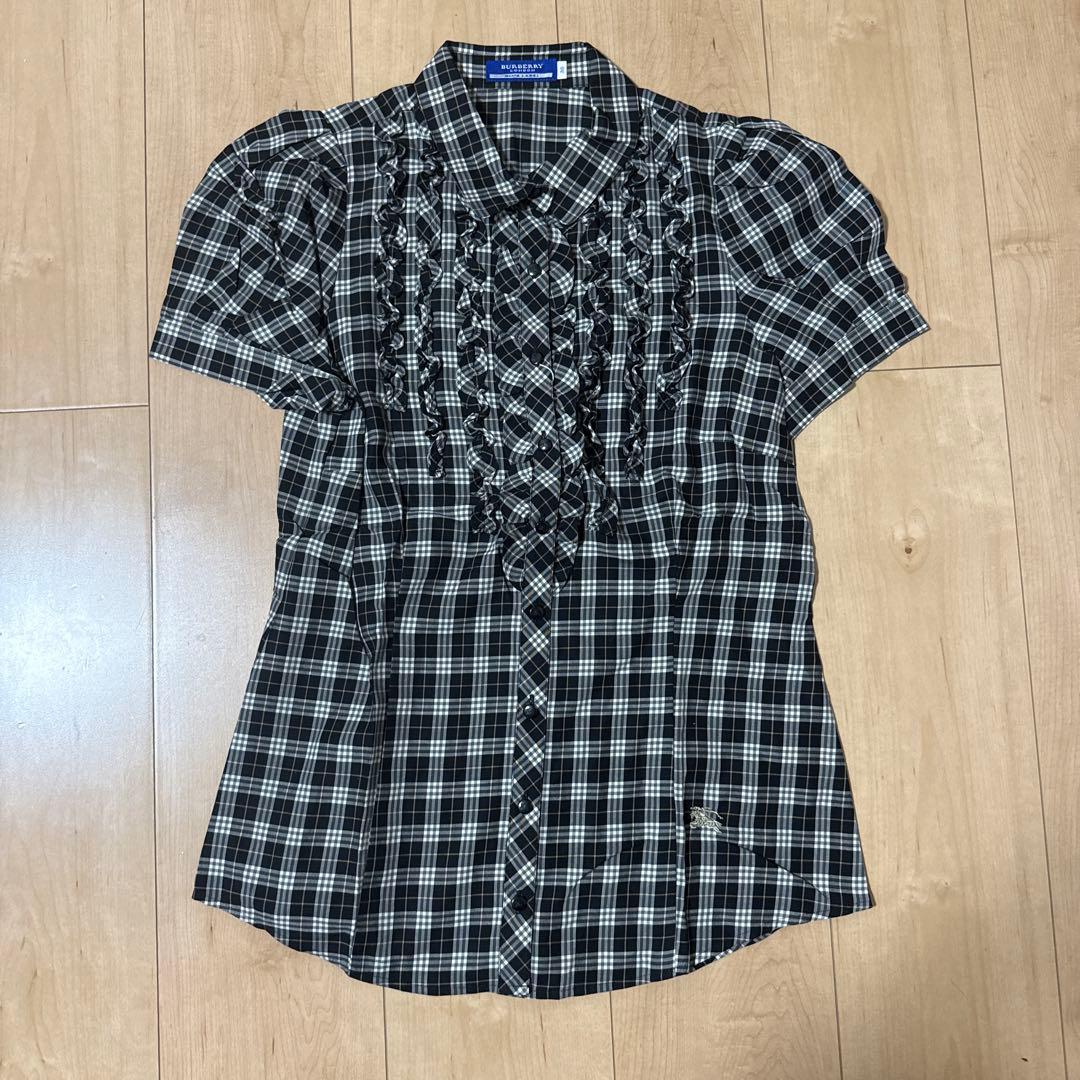 バーバリーブルーレーベル★半袖チェックシャツ 38 新品タグ付き