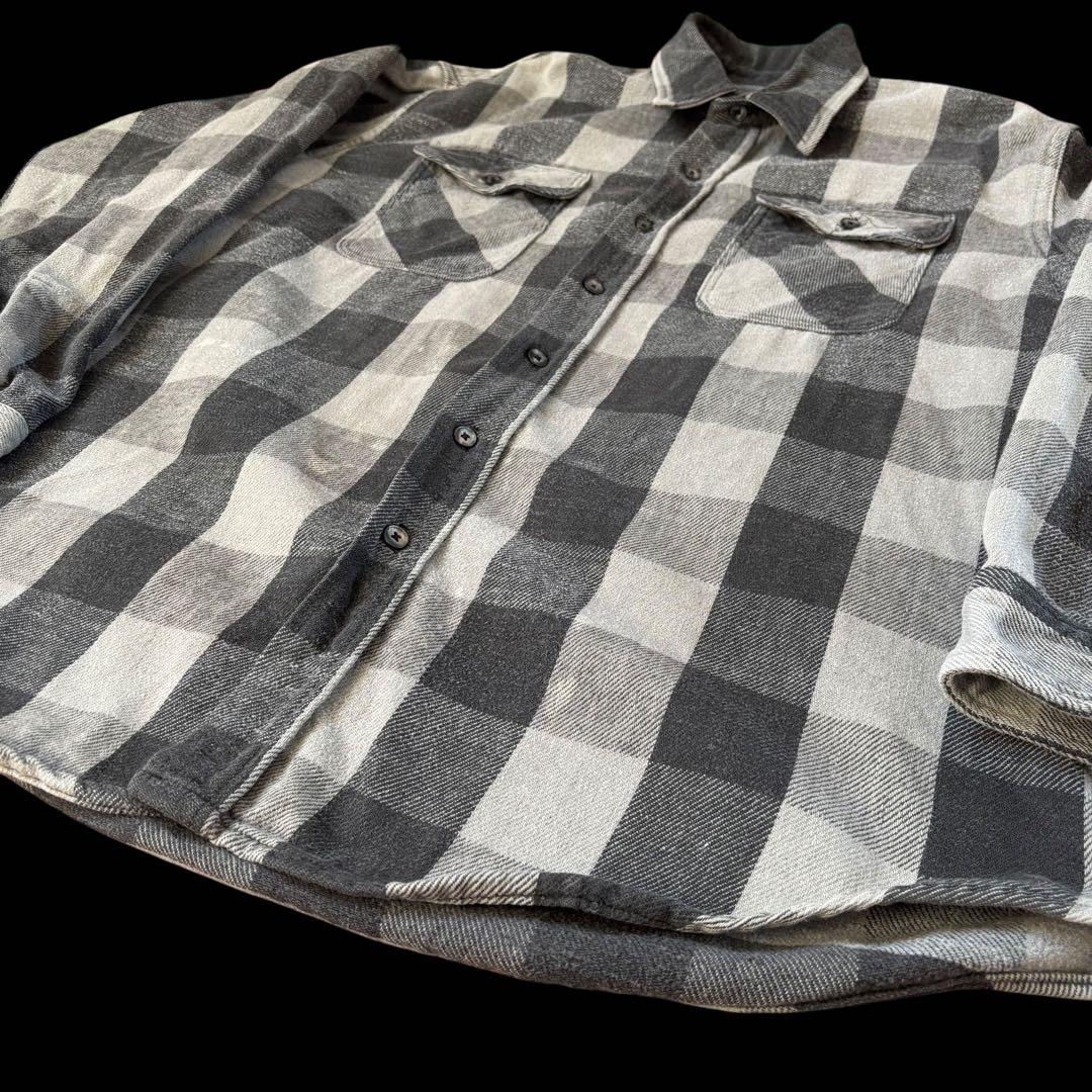 90s USA製 Prentiss ブラック グレー ヘビネル ネルシャツ XL