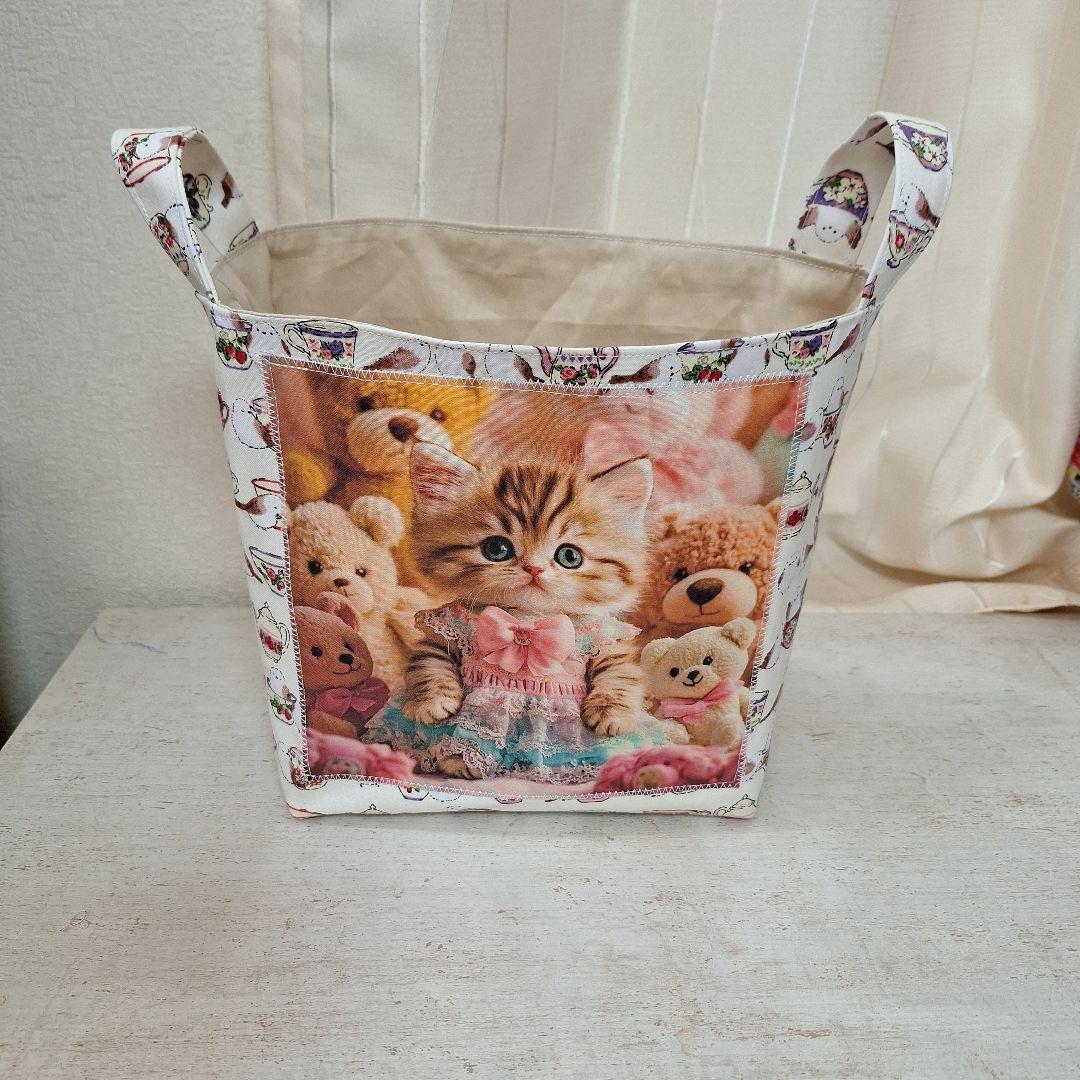 激レアパネル生地　ハンドメイド　布バスケット