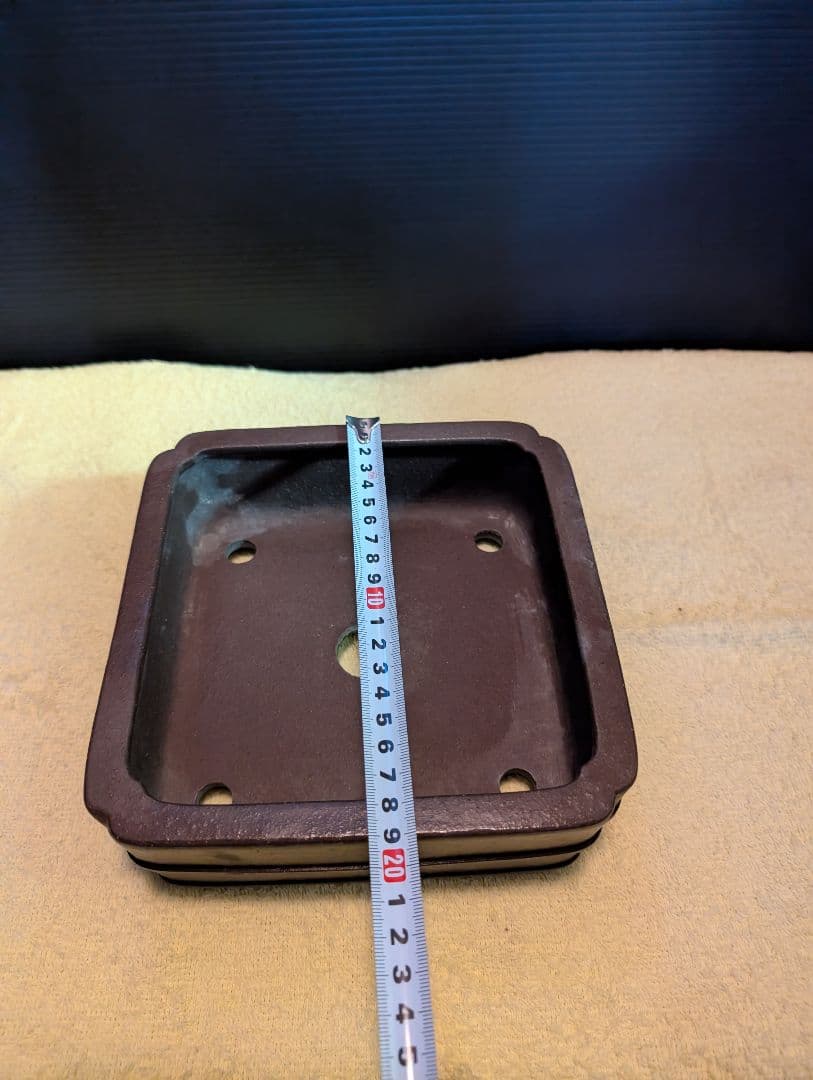 貴重品常滑松泉焼印！盆栽鉢、陶器製の四角い鉢