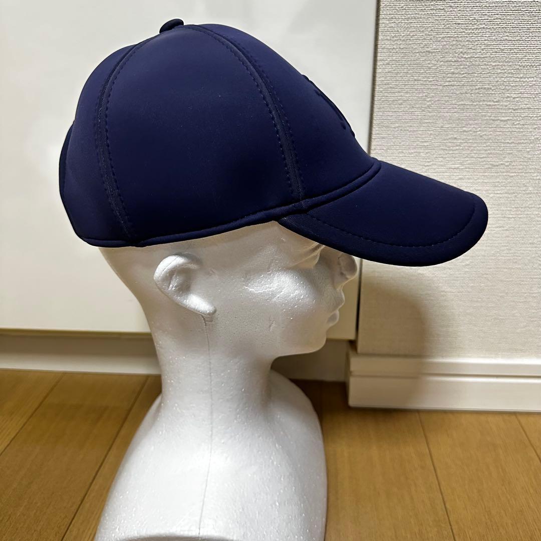 エルメス　ネイビー ロゴ刺繍 ベースボールキャップ　箱付き