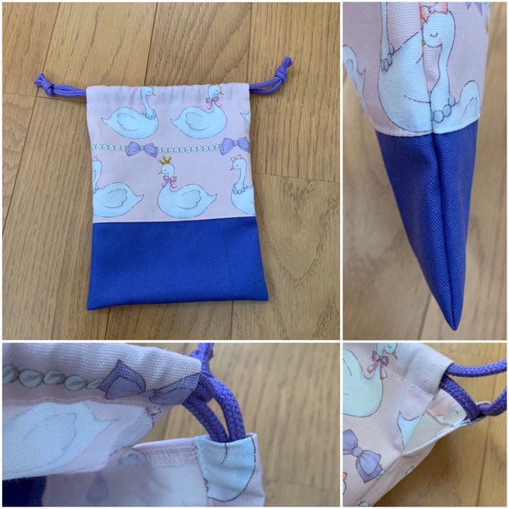 【入園準備　入学準備】スワン（白鳥）柄　レッスンバッグなど